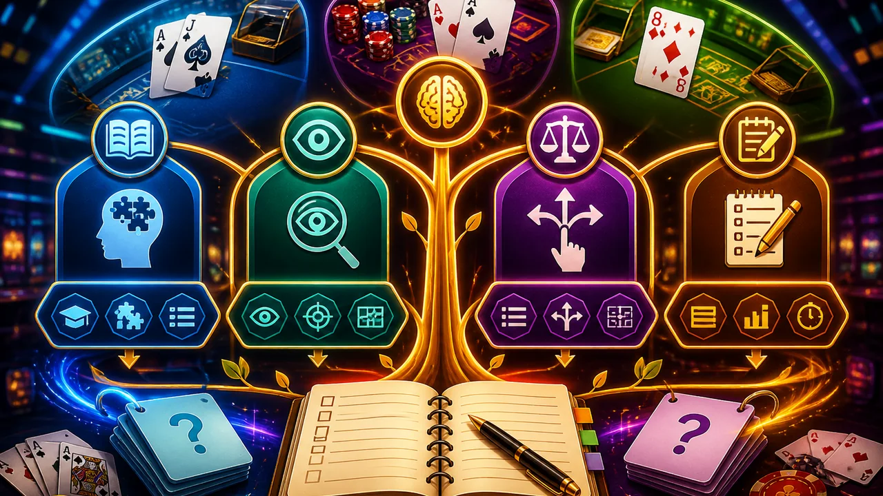 Cây chẩn đoán lỗi khi học chiến thuật game 98win qua Blackjack, Poker và Baccarat